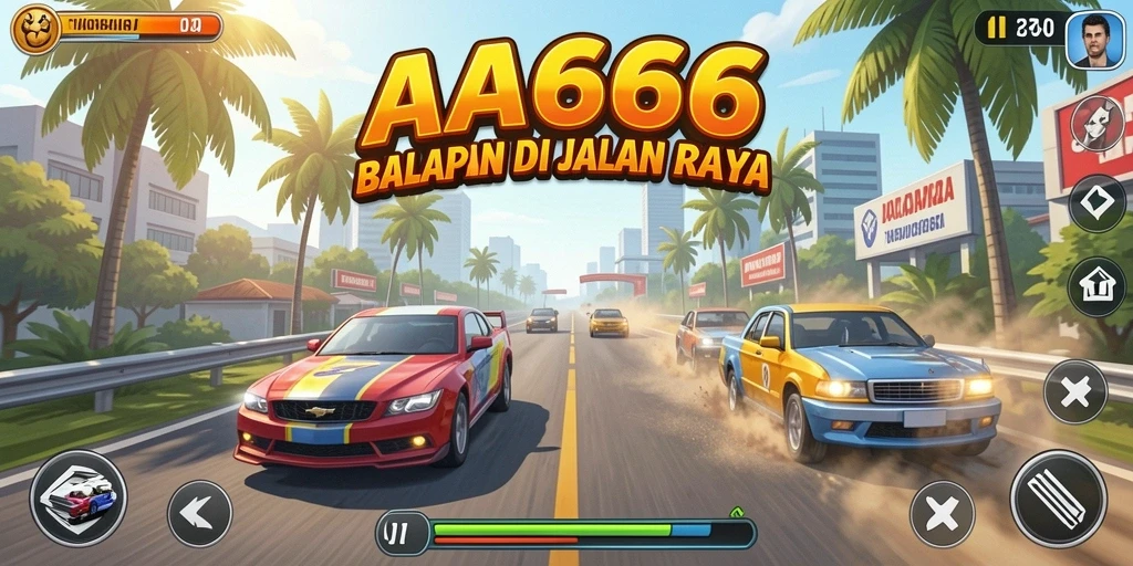 Tangkapan layar gameplay AA666 yang mendebarkan saat balapan.