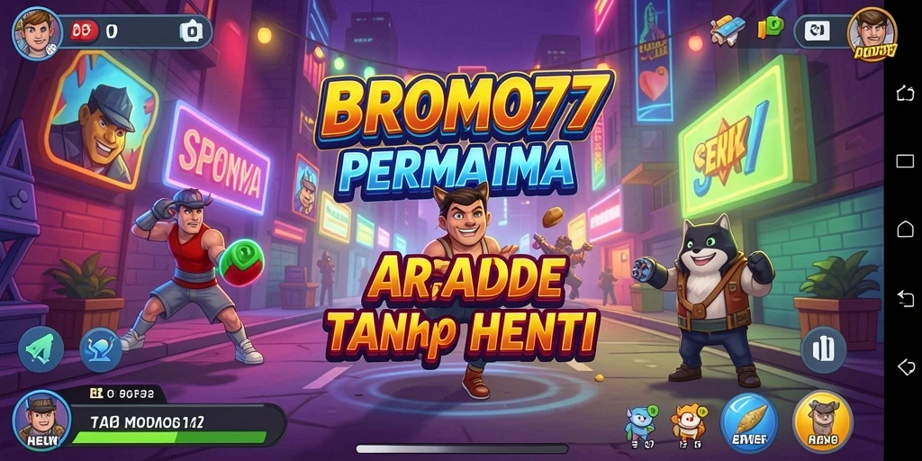 Tampilan gameplay BROMO77 yang seru dan penuh warna.