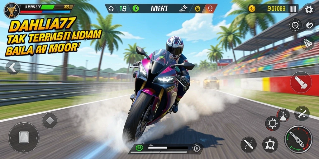 Gameplay menegangkan di lintasan balap motor.