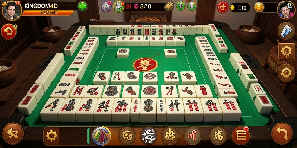 Gameplay KINGDOM4D menampilkan aksi Mahjong yang mendebarkan dan interaktif.